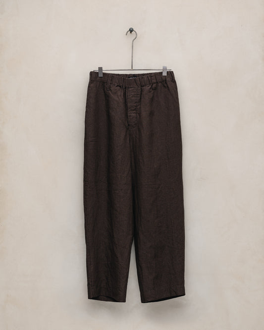 Elastic Pant - Logwood Linen Check, Brown/Black (Logwood Overdye)