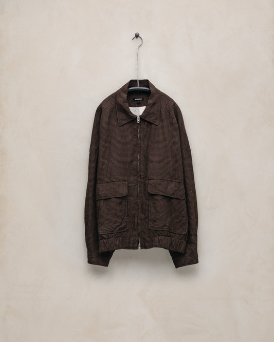 Zip Jacket Two - Logwood Linen Check, Brown/Black (Logwood Overdye)