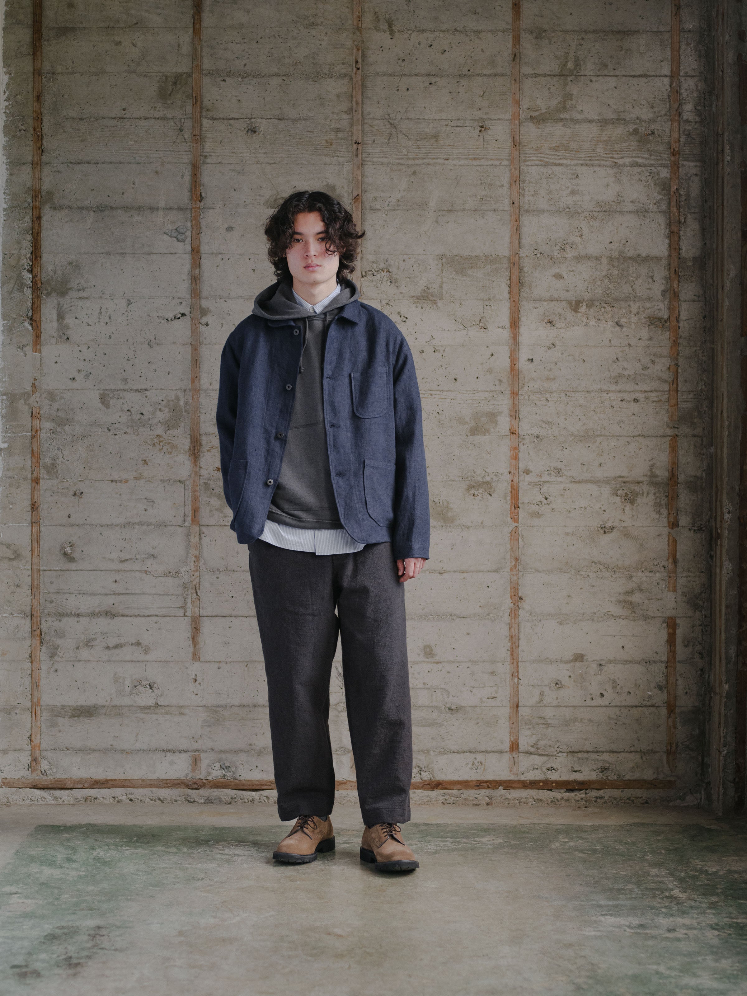 Three Pocket Jacket - Butcher Linen, Navy