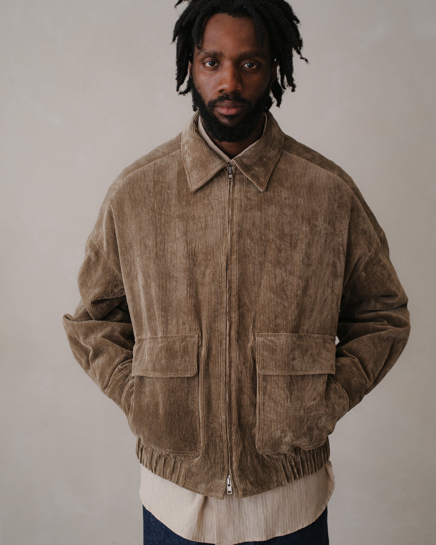 Zip Jacket Two Natural Dye Cotton/Hemp Corduroy, Gallnut/Iron