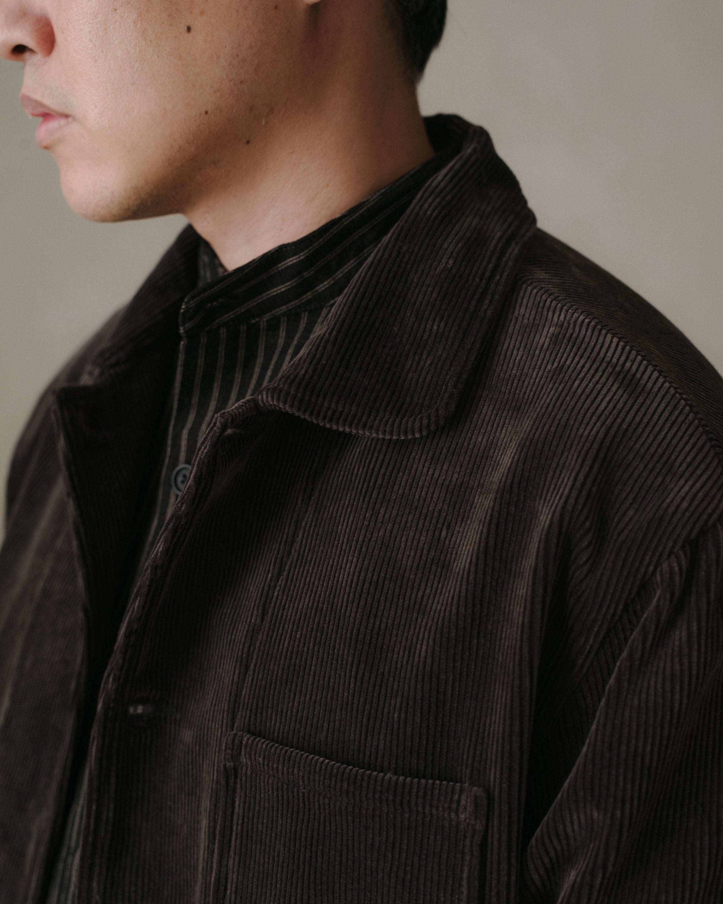 Three Pocket Jacket - Cotton Corduroy, Dark Taupe – evan kinori