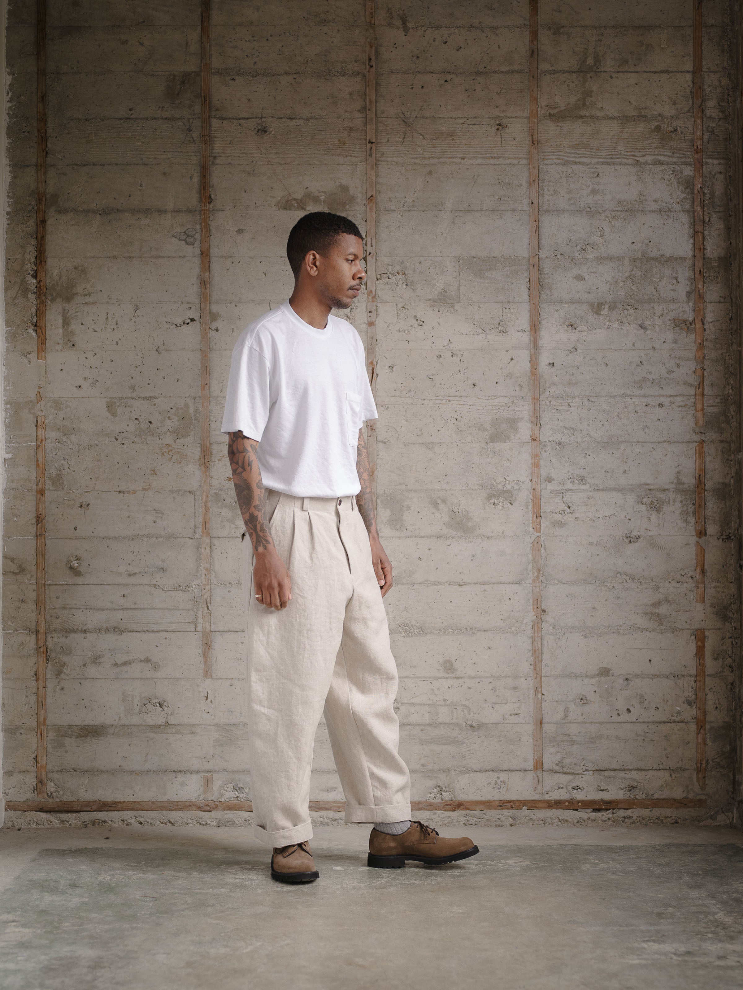 Two Pleat Pant - Tumbled Hemp Canvas – evan kinori