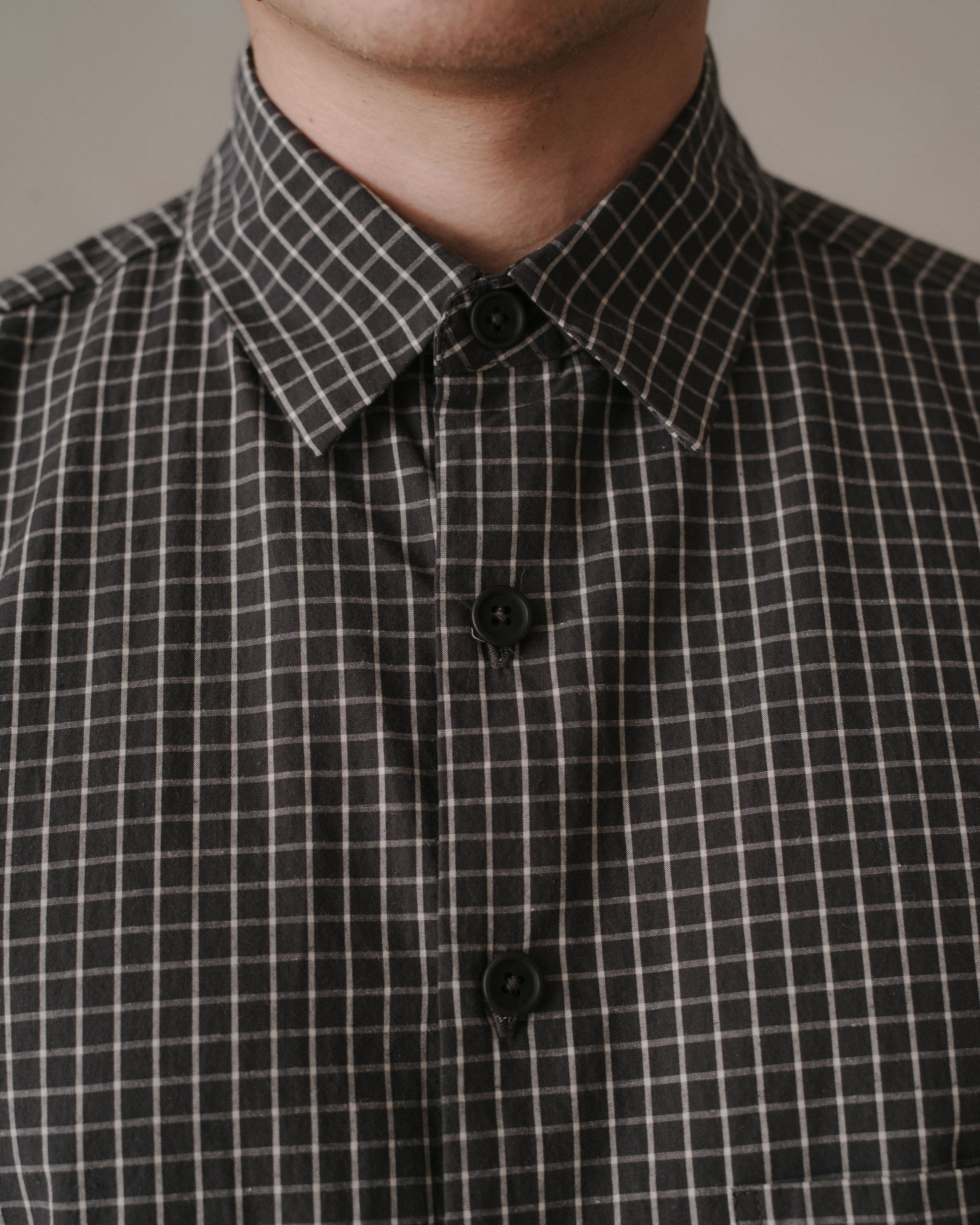 Big Shirt Two - Cotton Grid Cloth, Charcoal – evan kinori