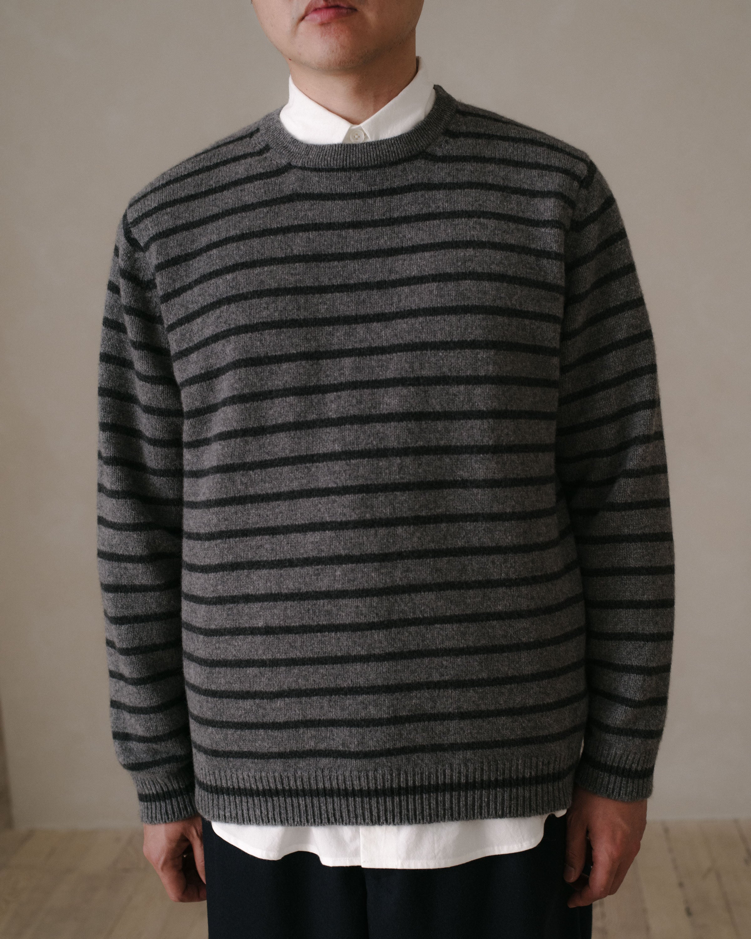 Striped Sweater - Striped Cashmere/Lambswool, Grey/Charcoal – evan