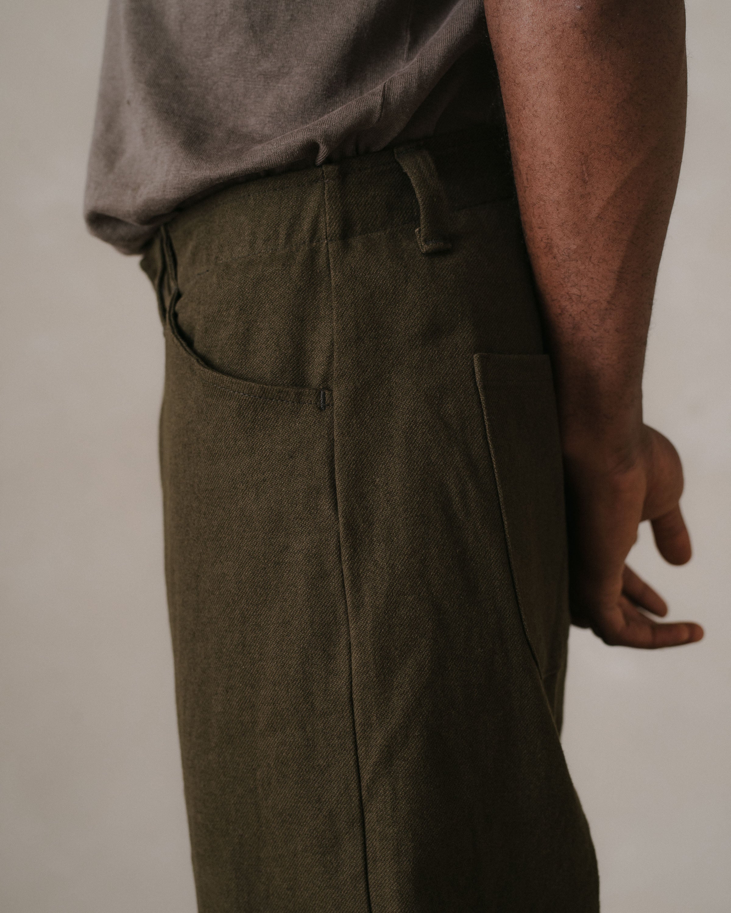 Four Pocket Pant - Cotton/Linen Gabardine, Dark Olive