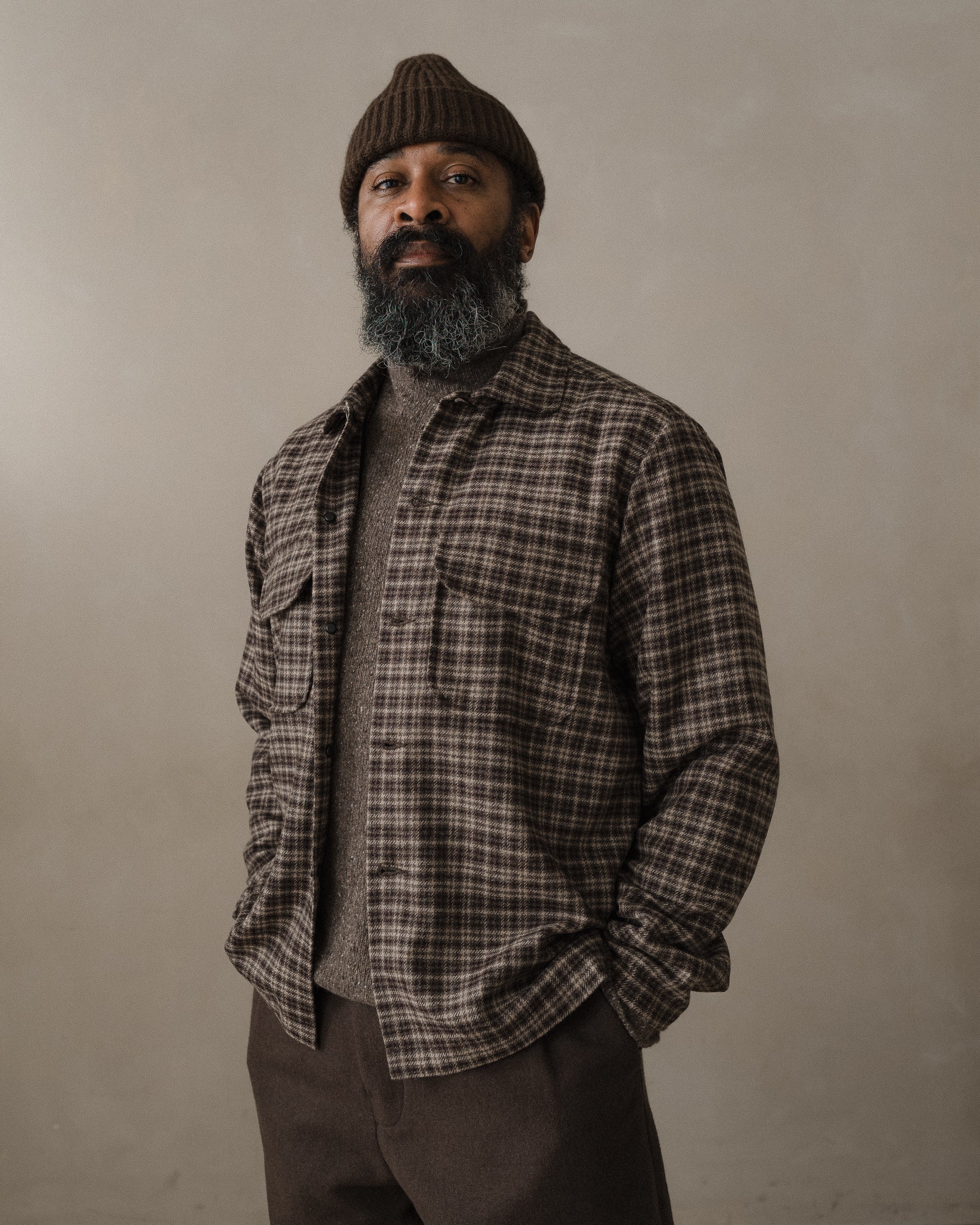 Field Shirt - Irish Wool Flannel, Brown/Beige – evan kinori