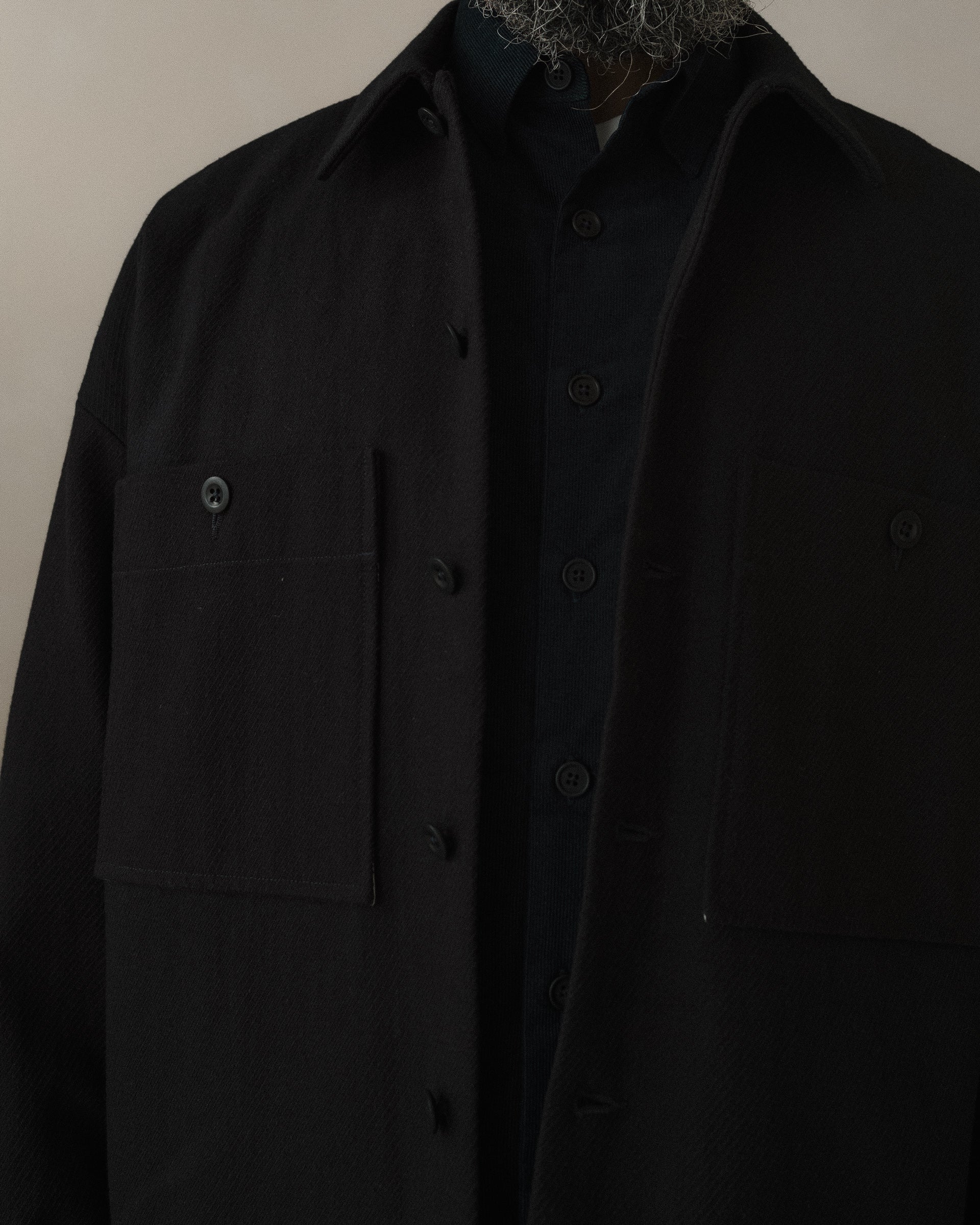 Field Shirt Two - Cotton Kersey, Black – evan kinori
