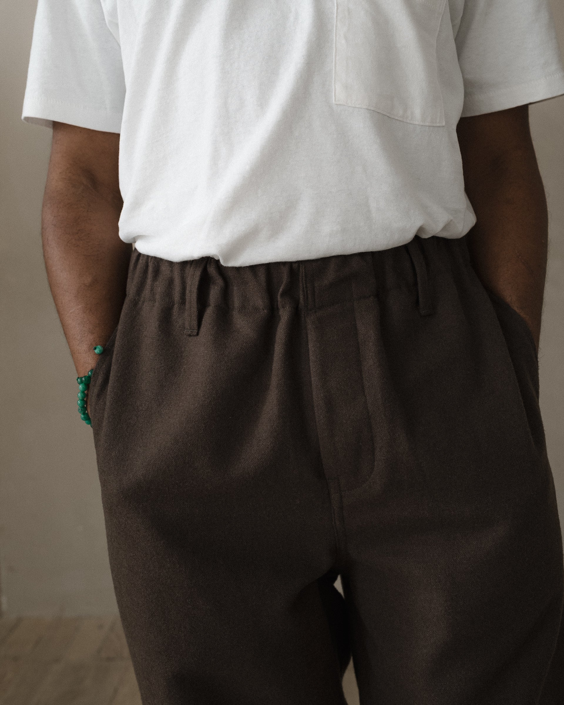 Elastic Pant - Brushed Broken Twill, Dark Olive – evan kinori