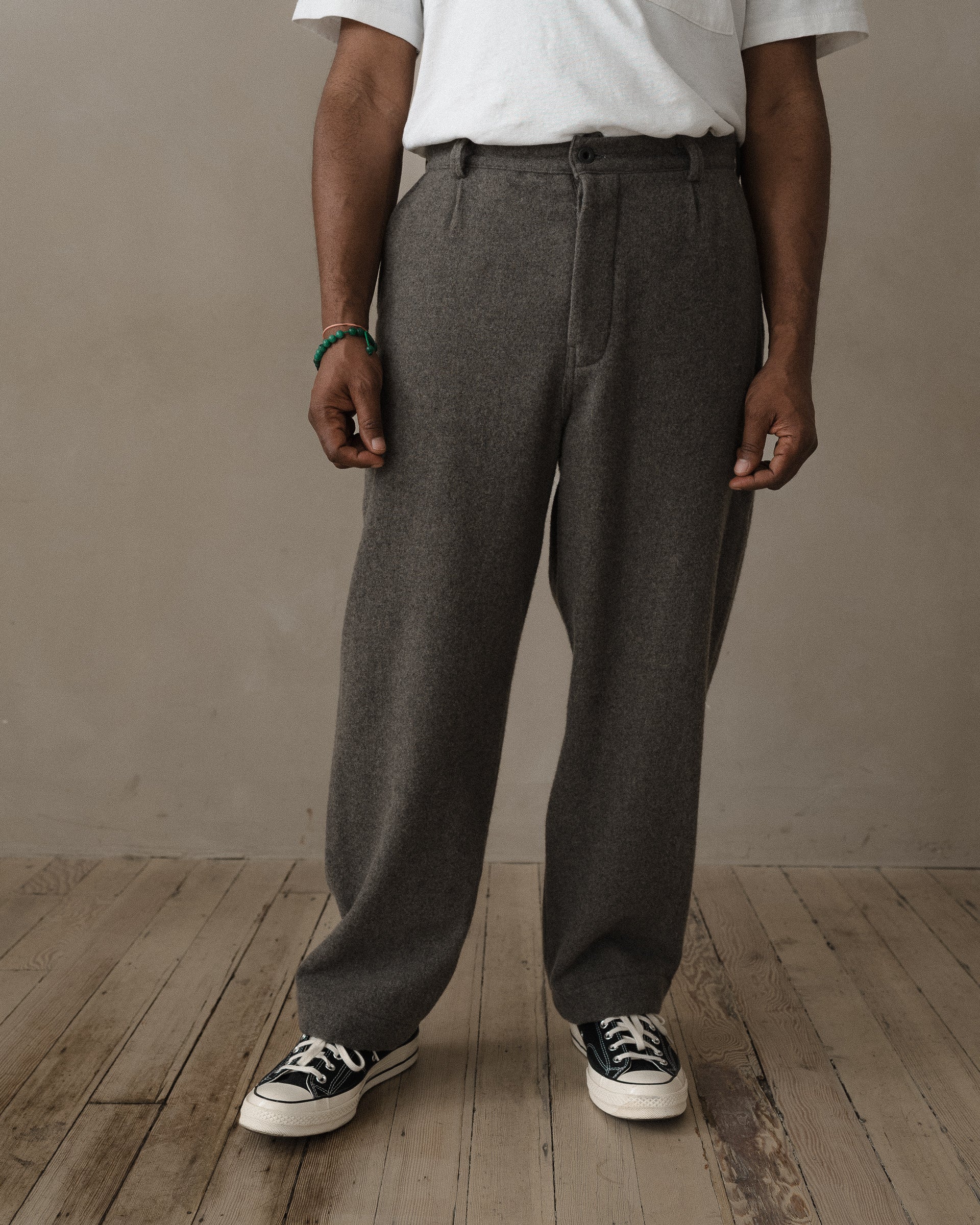 Single Pleat Pant - Brushed Cashmere/Wool Flannel, Mid-Grey – evan