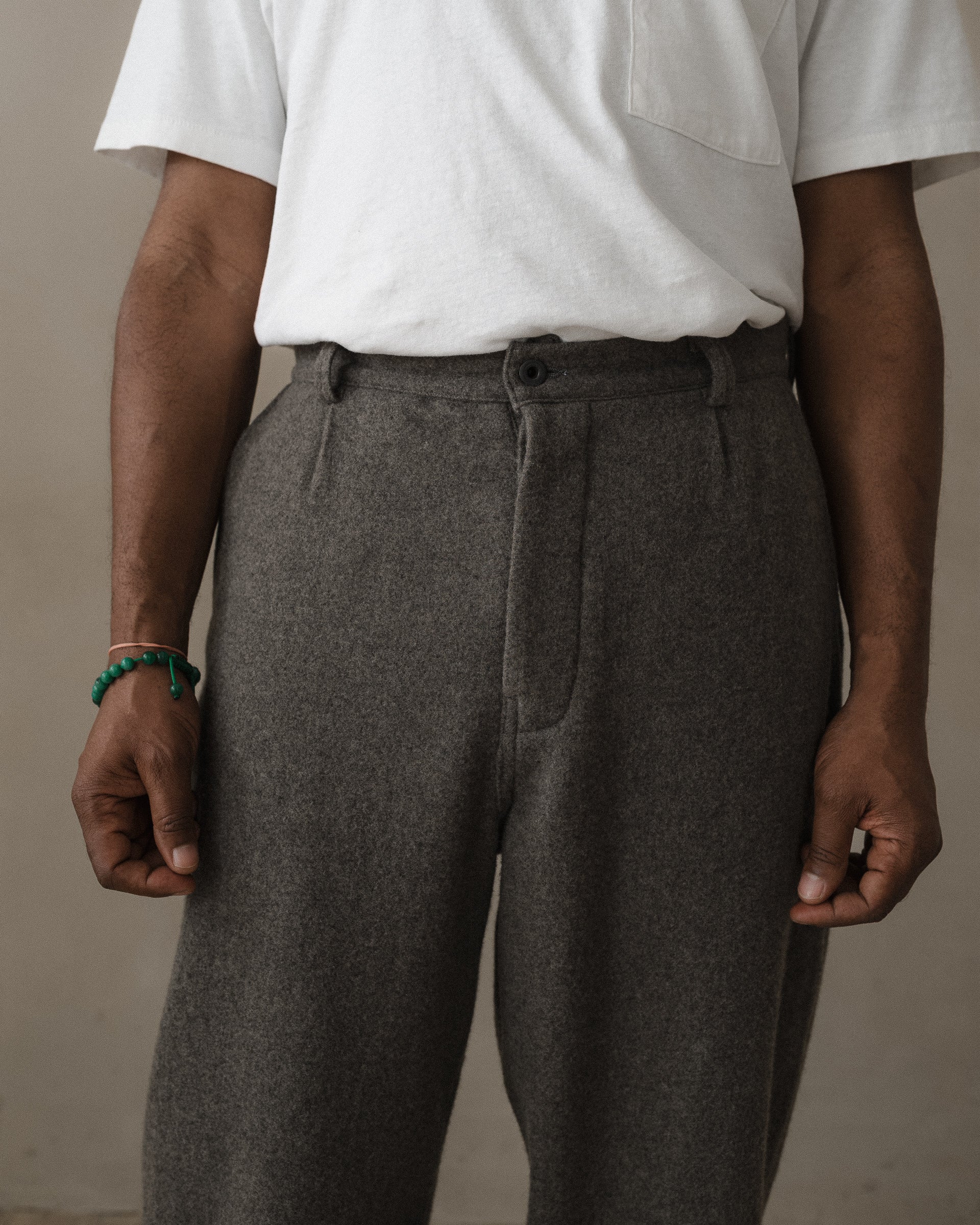 Single Pleat Pant - Brushed Cashmere/Wool Flannel, Mid-Grey – evan