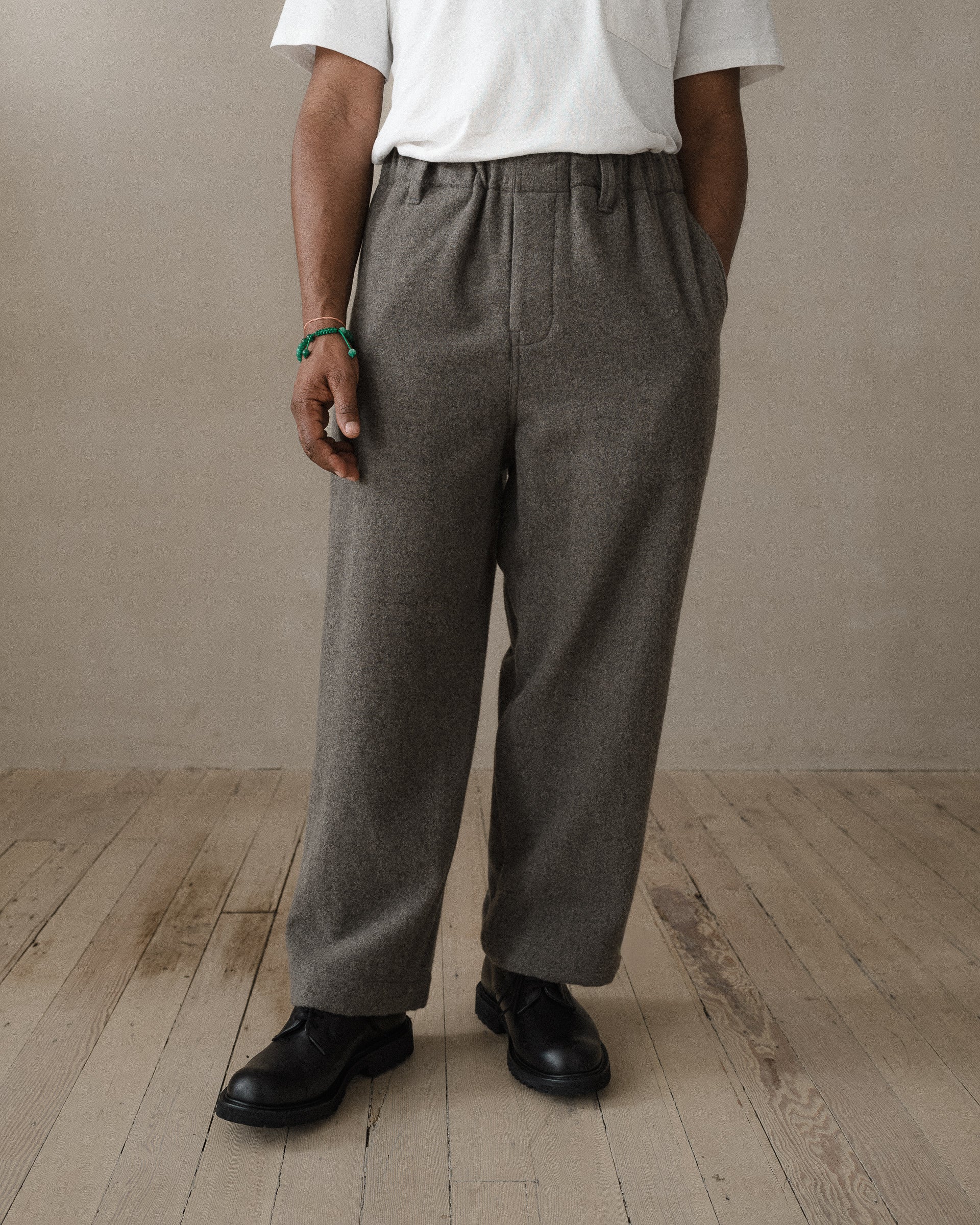 Elastic Pant - Brushed Cashmere/Wool Flannel, Mid-Grey – evan kinori