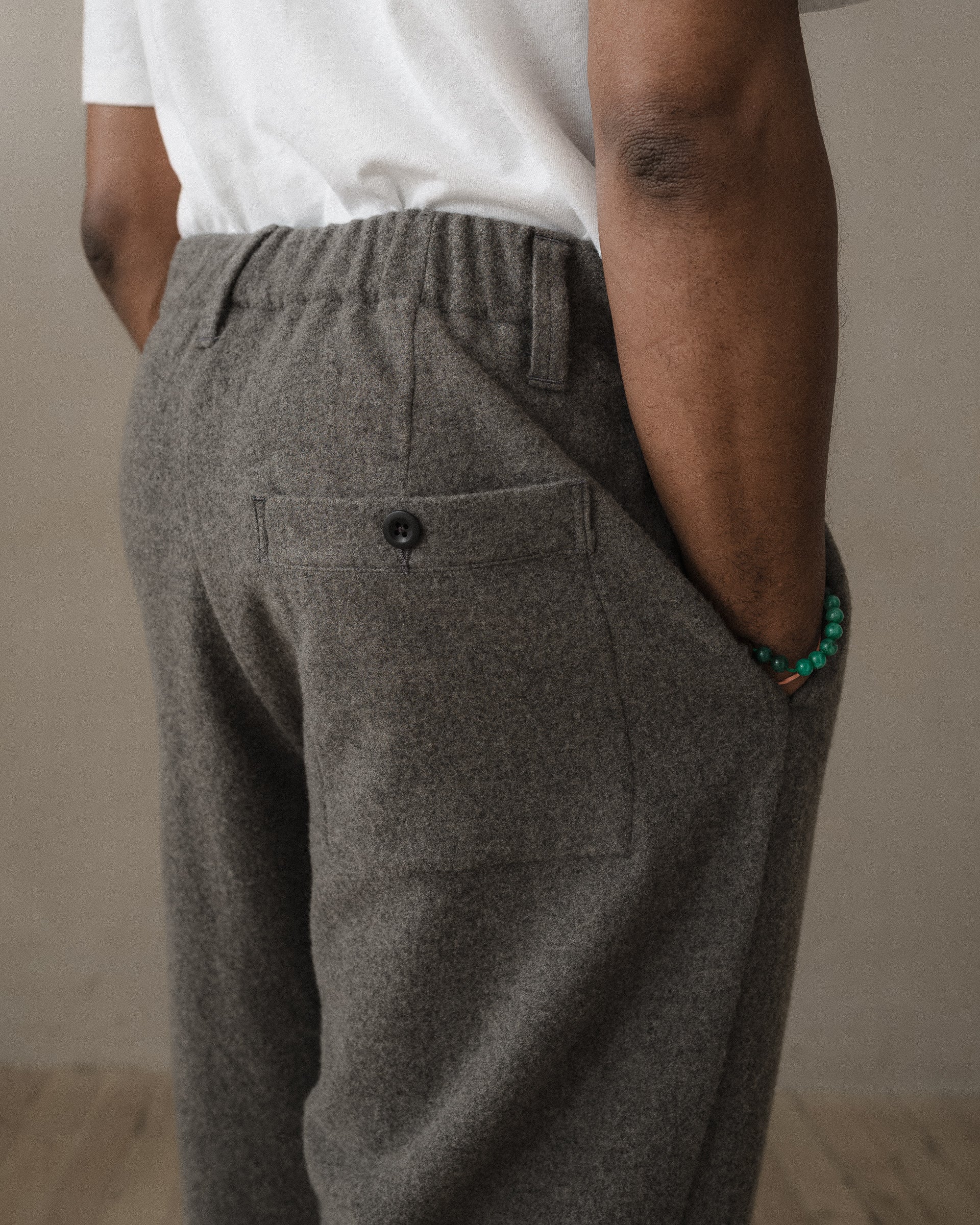 Elastic Pant - Brushed Cashmere/Wool Flannel, Mid-Grey – evan kinori