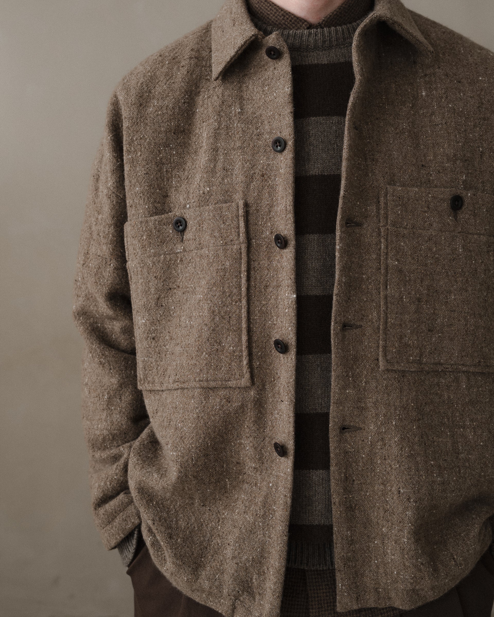 ジャケット・アウター evan kinori Field Shirt yarn dyed wool AW23