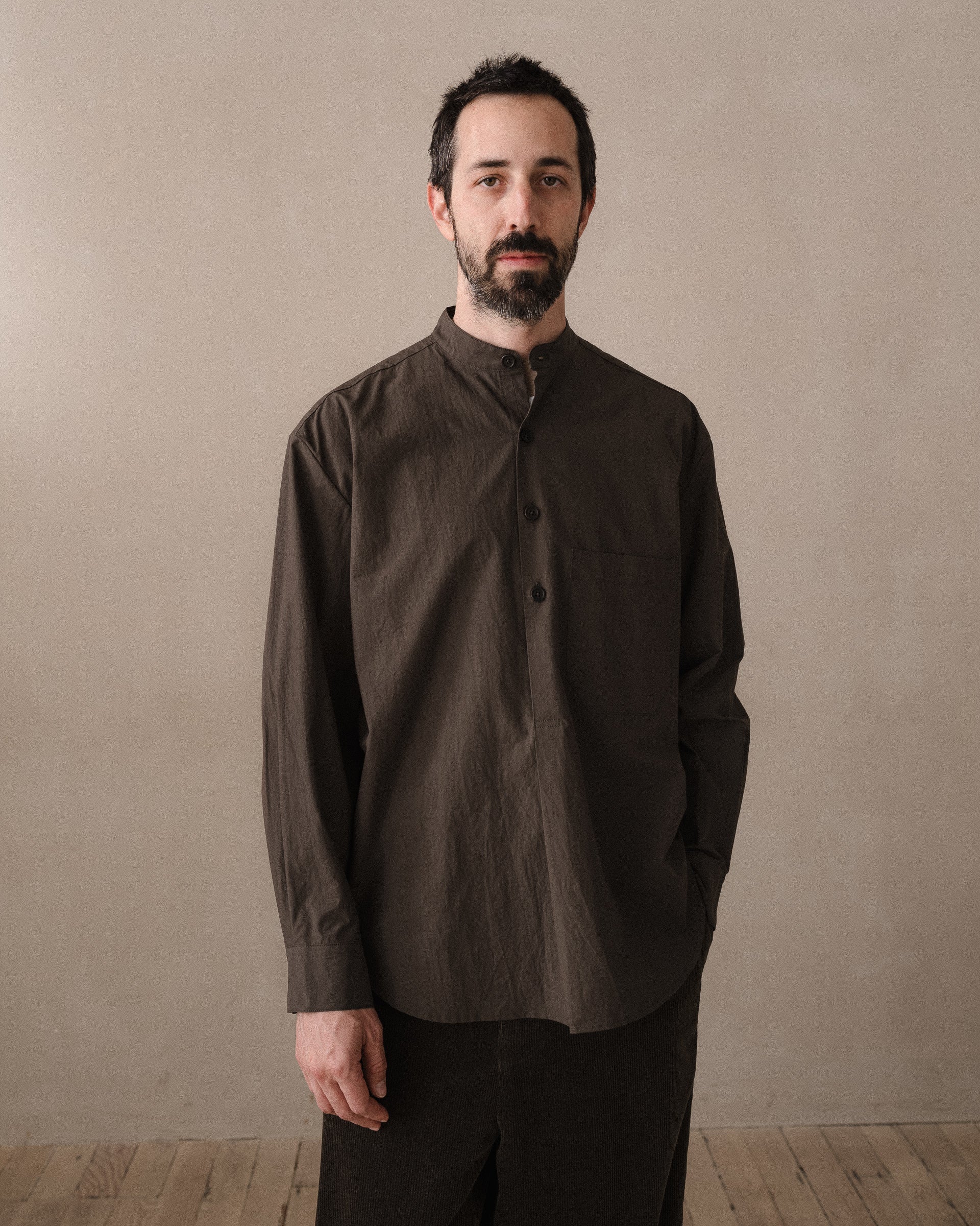 Popover Shirt - Organic Cotton Typewriter, Anthracite – evan kinori