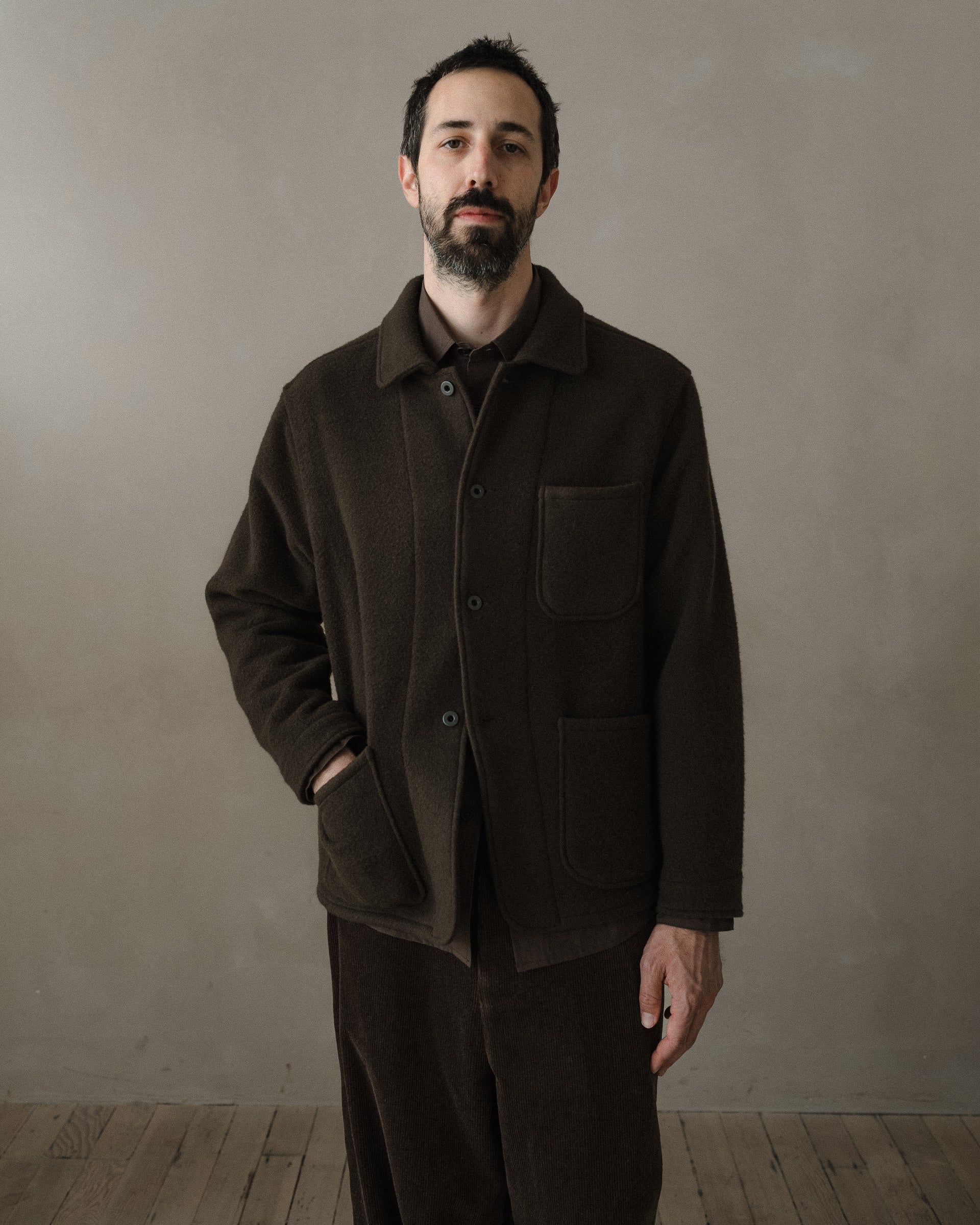 Three Pocket Jacket - Blanket Cloth, Dark Olive – evan kinori