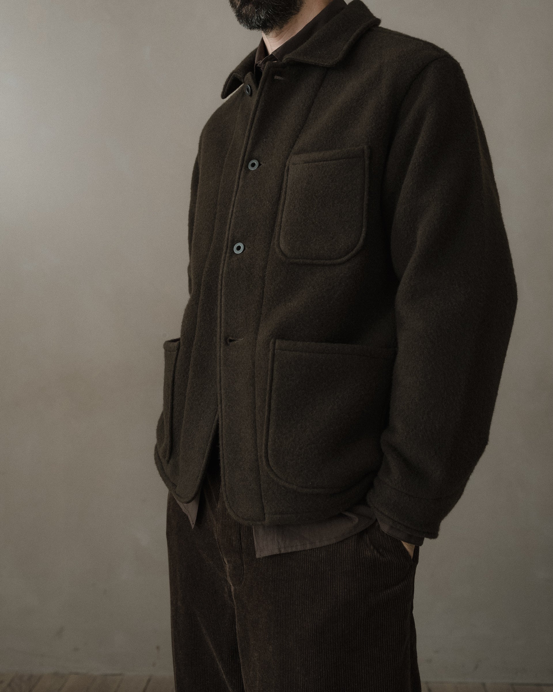 Three Pocket Jacket - Blanket Cloth, Dark Olive – evan kinori