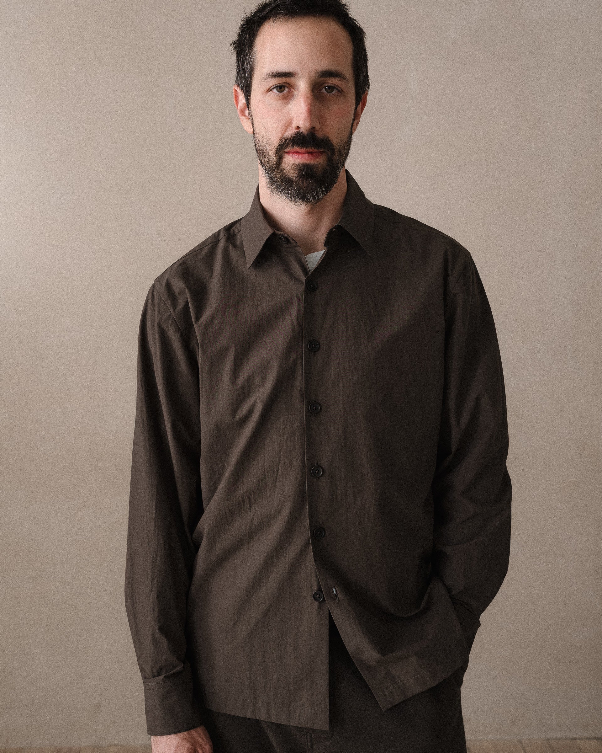 Flat Hem Shirt - Organic Cotton Typewriter, Anthracite – evan kinori