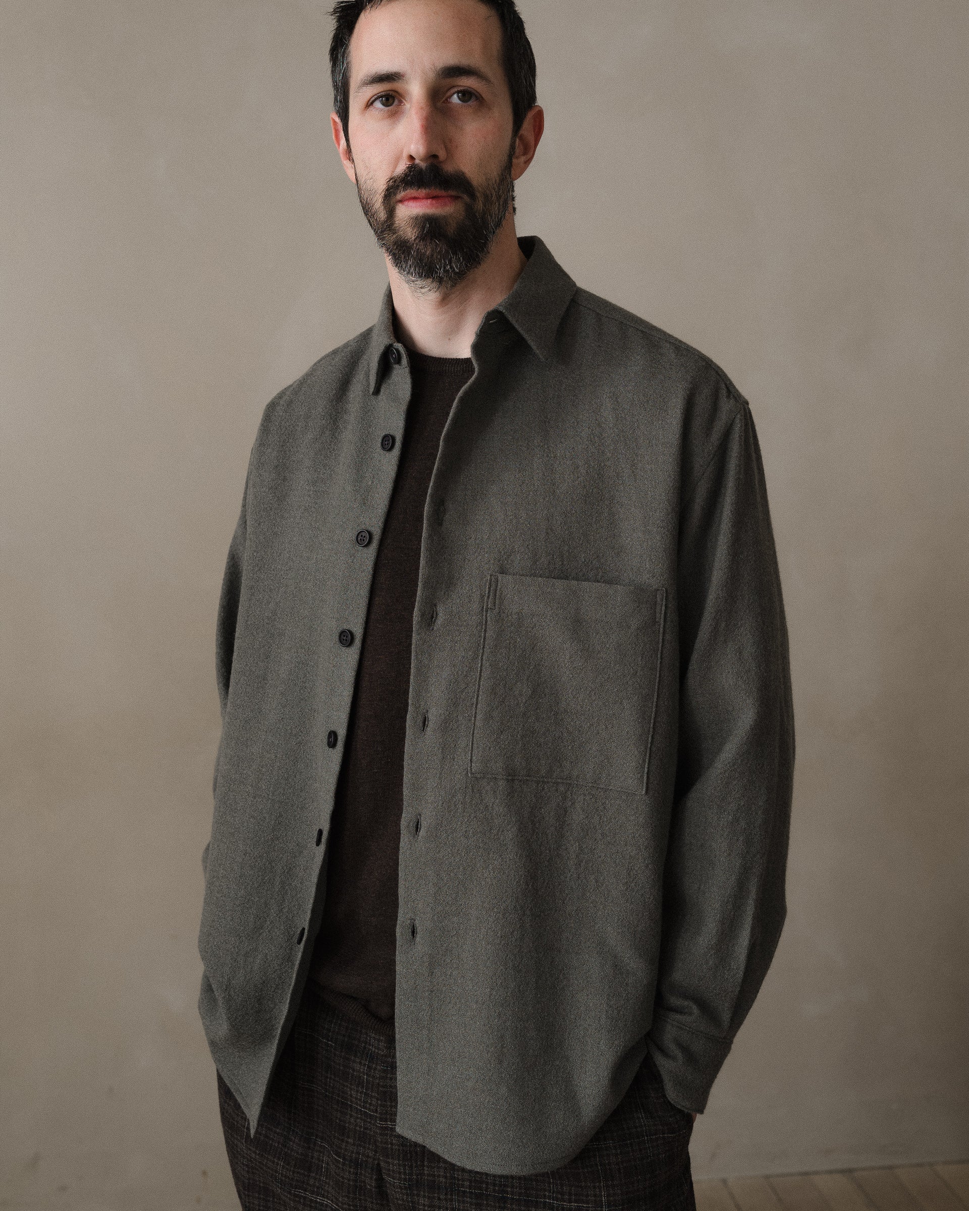 Big Shirt Two - Worsted Wool Gauze, Heather Grey – evan kinori