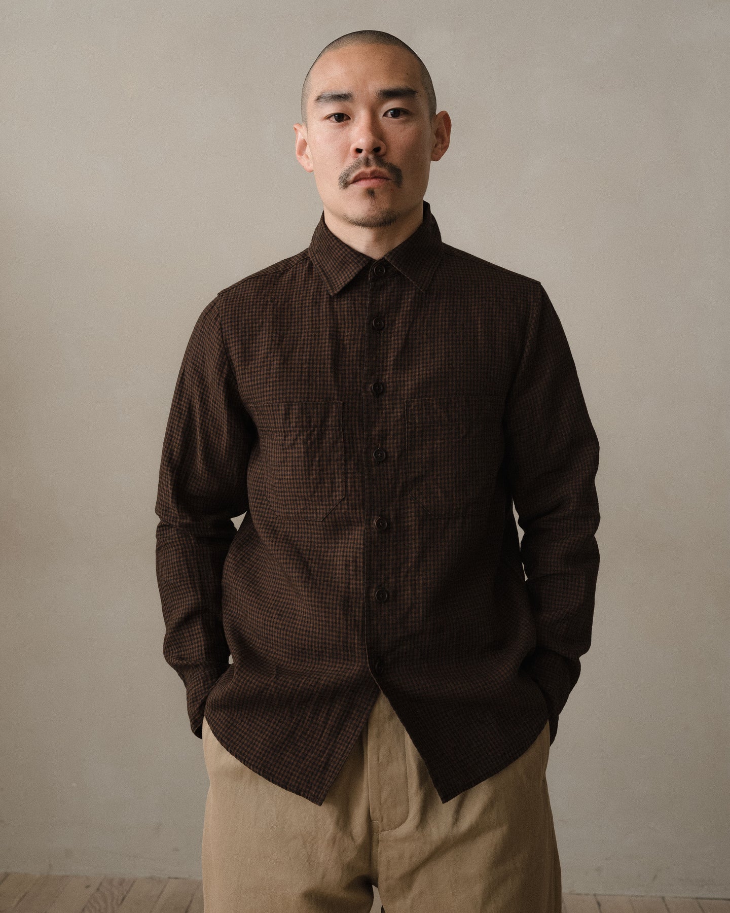eb wood dress shirts E.B. WOOD Dress Shirt Men's Long Sleeve Button Down All Cotton Blue 17/32-33