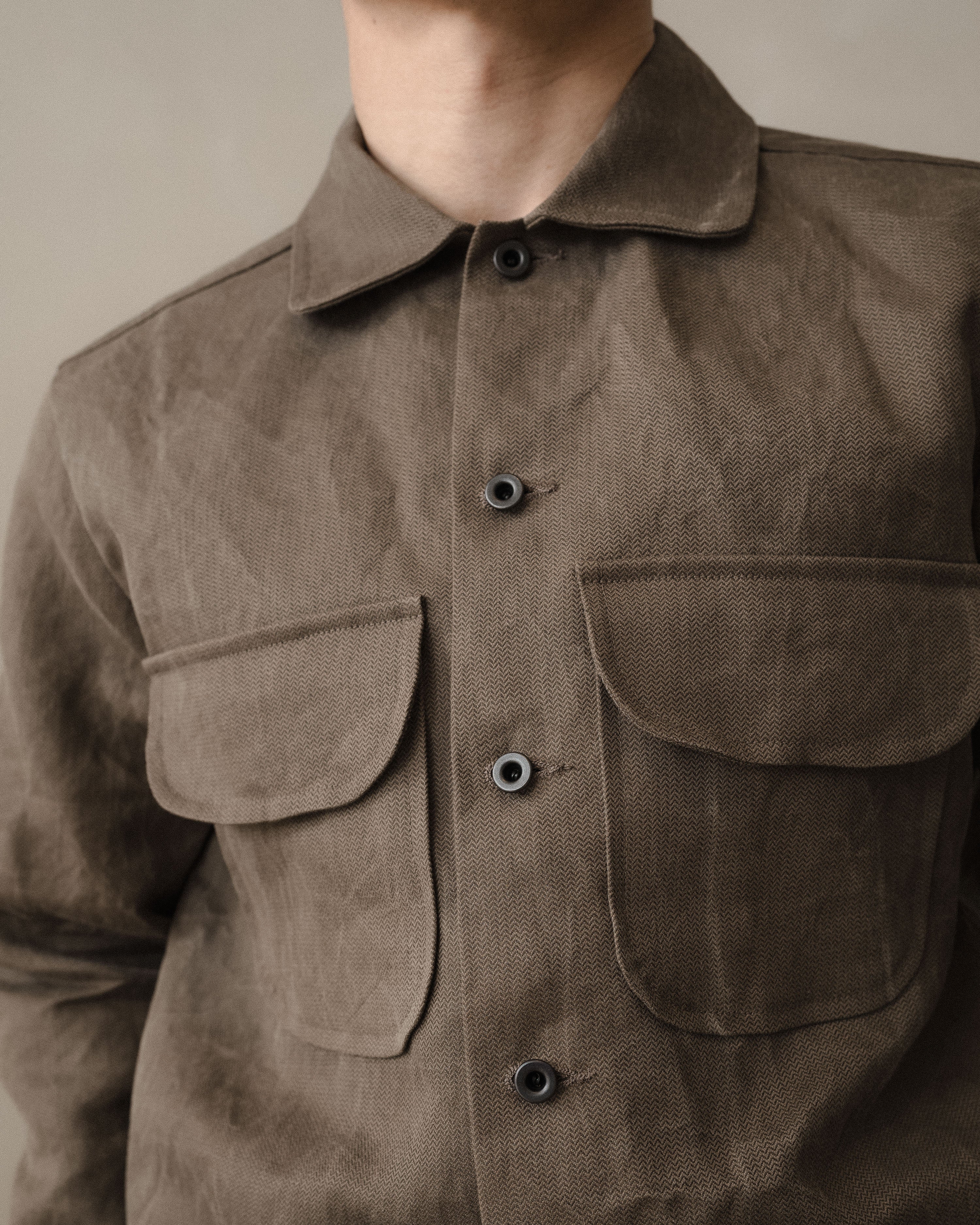 Field Shirt - Natural Dye Cotton/Washi Herringbone, Iron