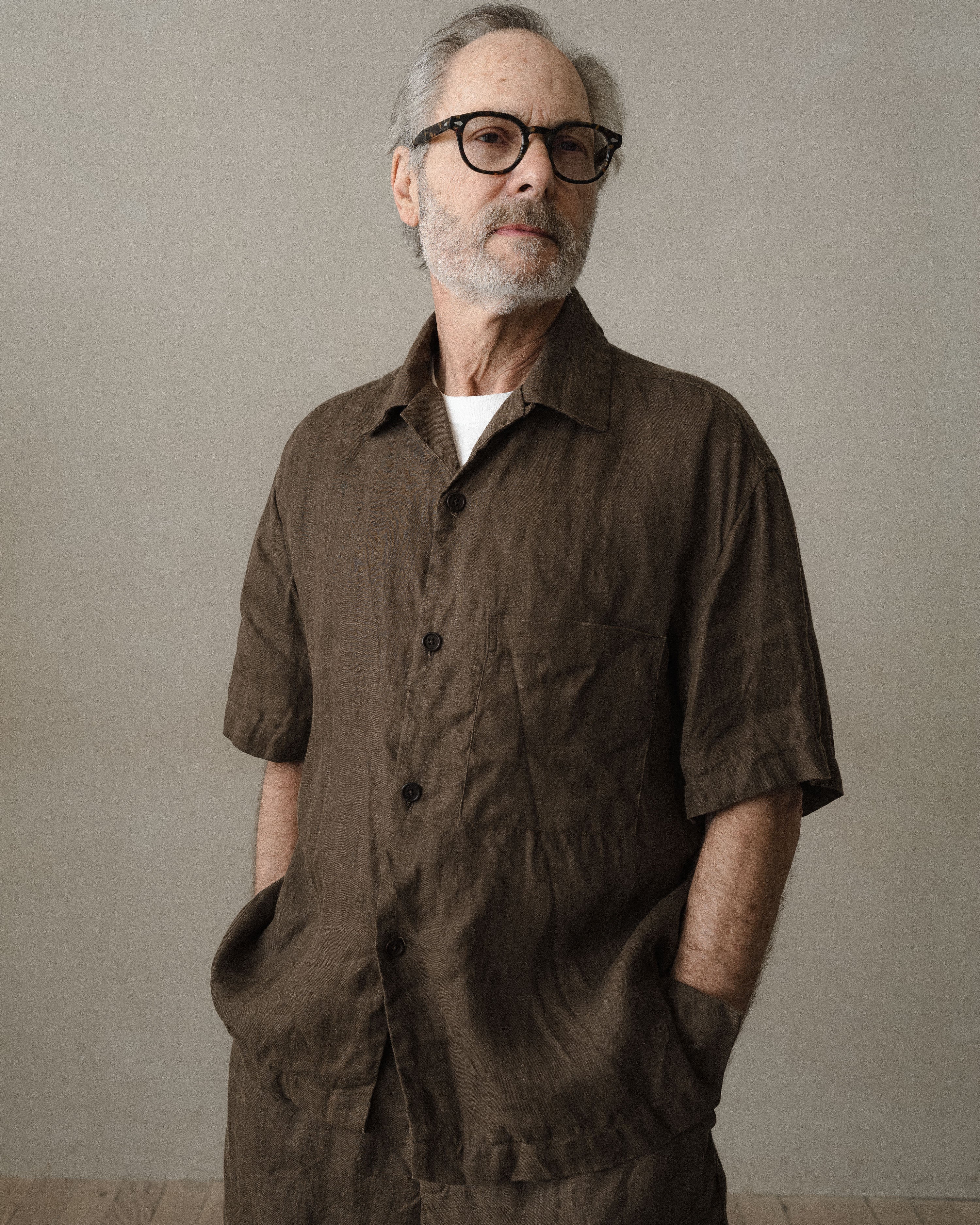 Short Sleeve Shirt - Sumi Ink Hemp Twill, Dark Olive – evan kinori