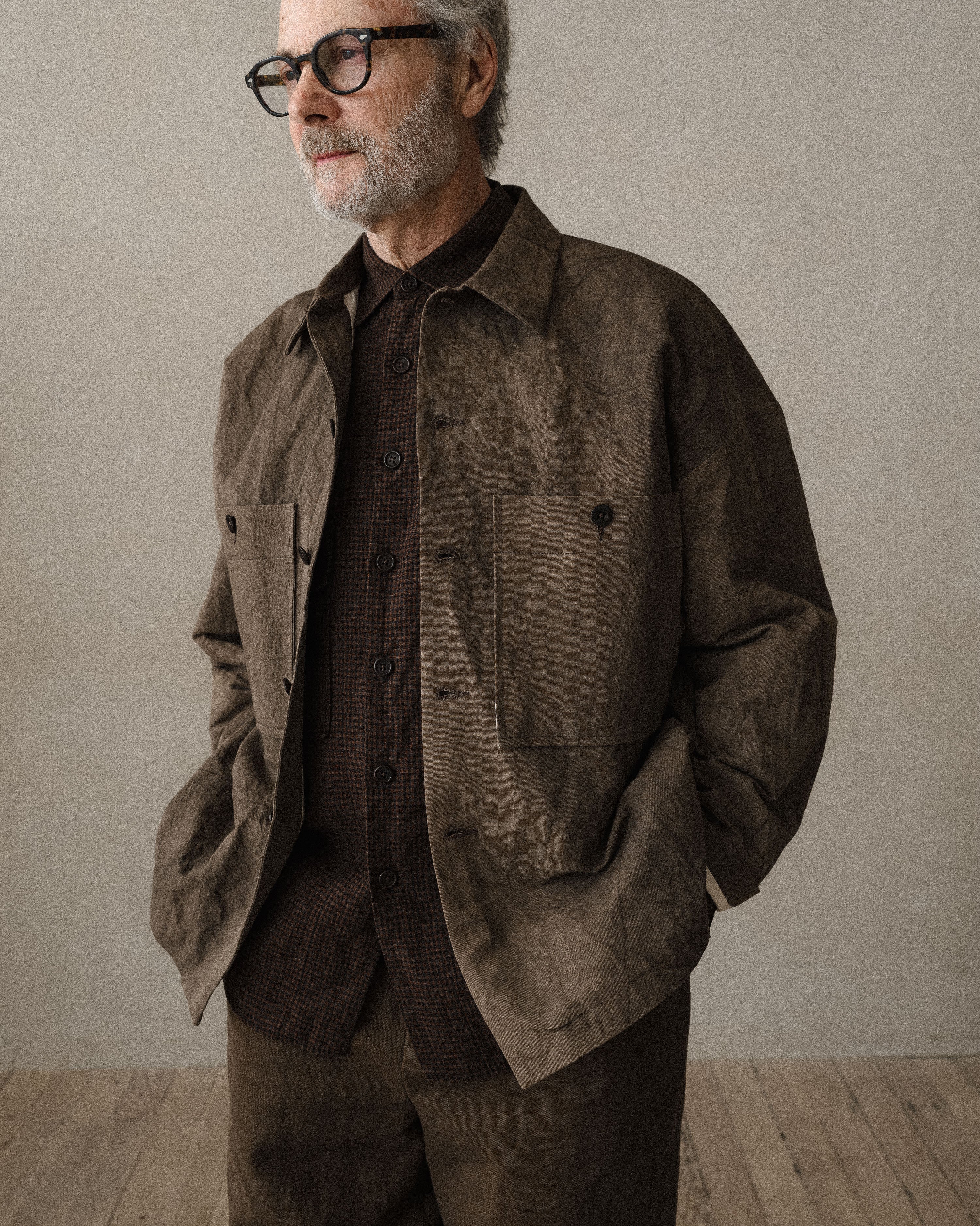 Field Shirt Two - Natural Dye Cotton/Washi Twill, Brown (Persimmon Field Shirt Two - Natural Dye Cotton/Washi Twill, Brown (Persimmon