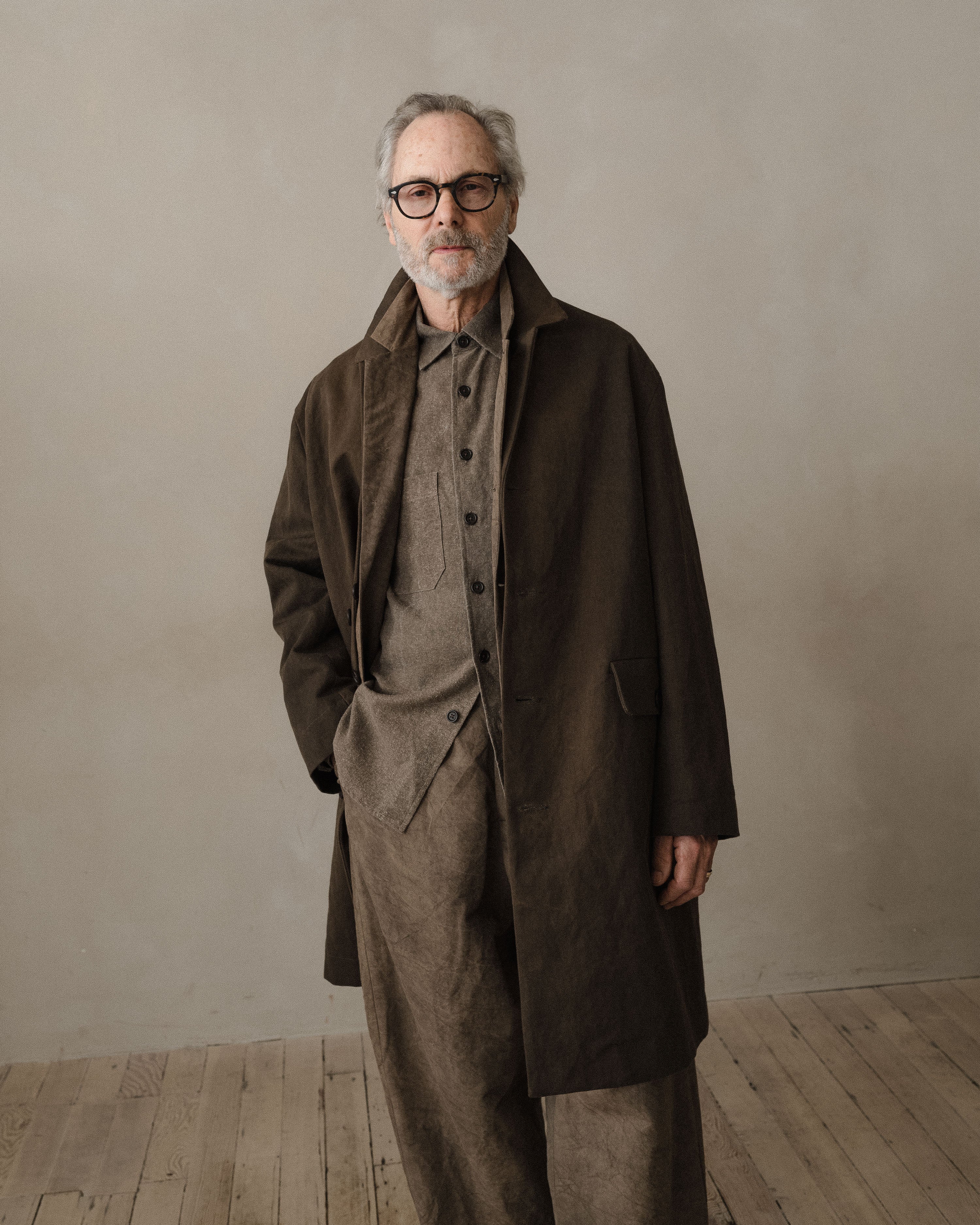 すい【美品】  Wainwright coat Big Coat - Sumi Ink Cotton/Washi Canvas, Dark Olive – evan kinori
