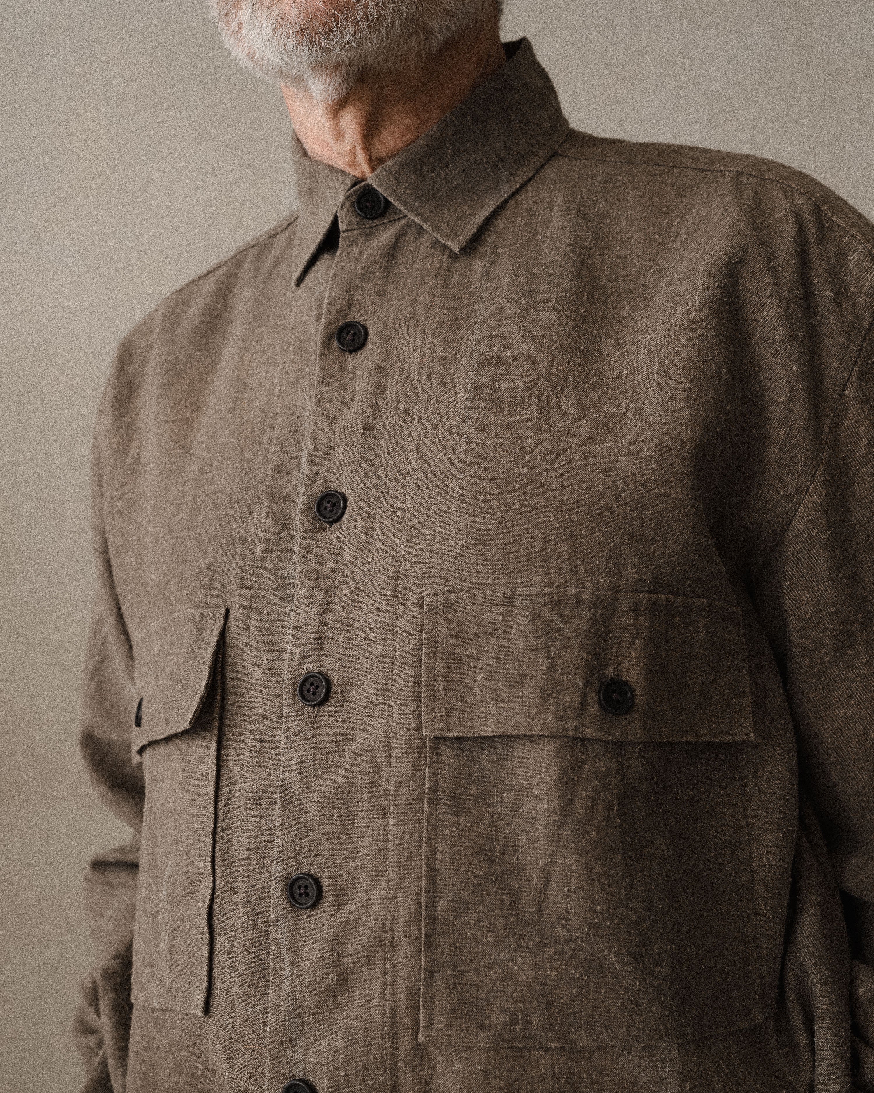 Big Shirt - Natural Dye Silk/Linen Broadcloth, Iron (Persimmon