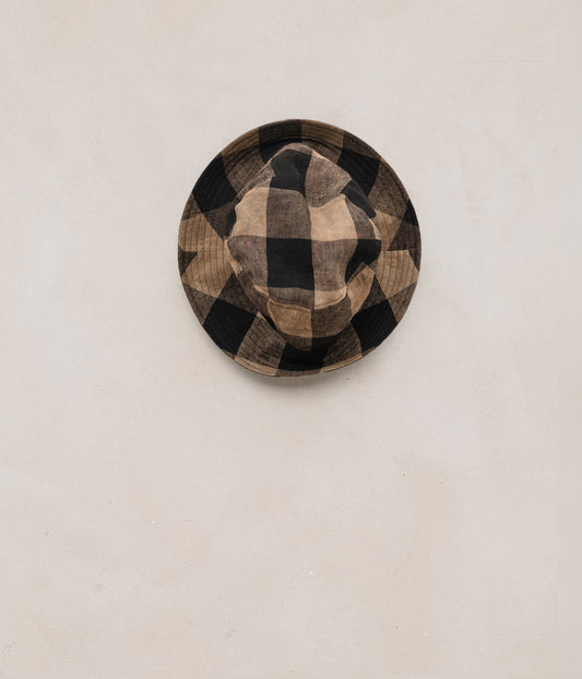 Bucket Hat - Natural Hand Dyed Check