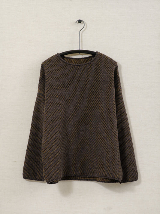 Seed Stitch Sweater - Lambswool/Cashmere, Brown & Ochre