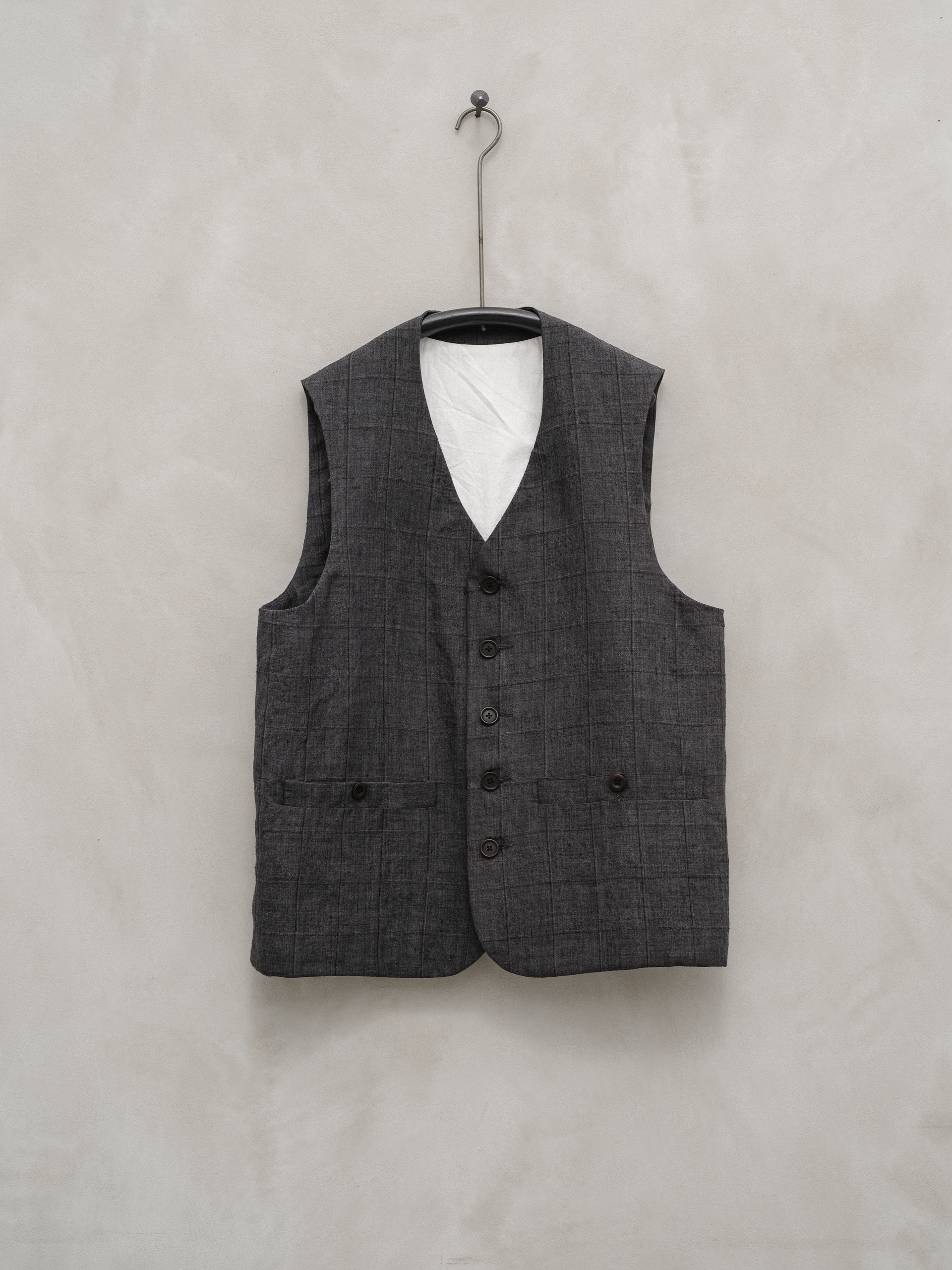 Welt Pocket Vest - Linen Windowpane – evan kinori