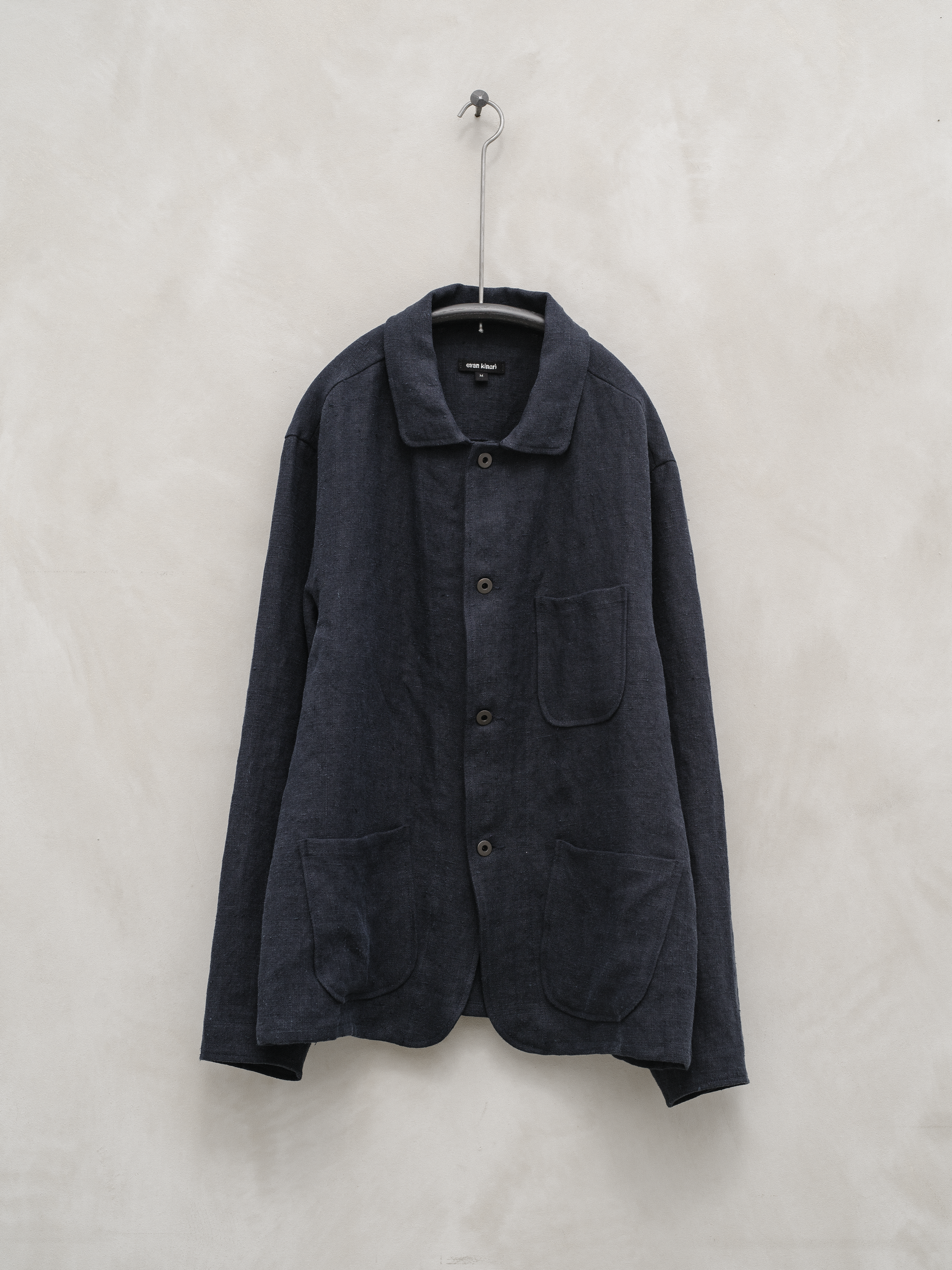 Three Pocket Jacket - Butcher Linen, Navy – evan kinori