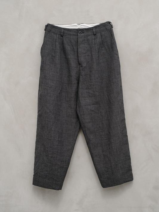 Two Pleat Pant - Linen Windowpane