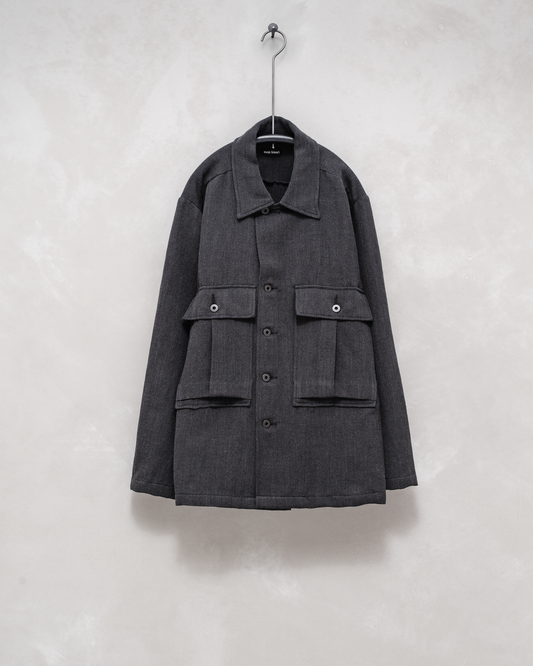 Bellow Pocket Jacket - Yarn Dyed Wool/Linen Twill