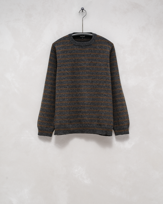 Striped Sweater - Lambswool/Cashmere, Charcoal Grey & Olive